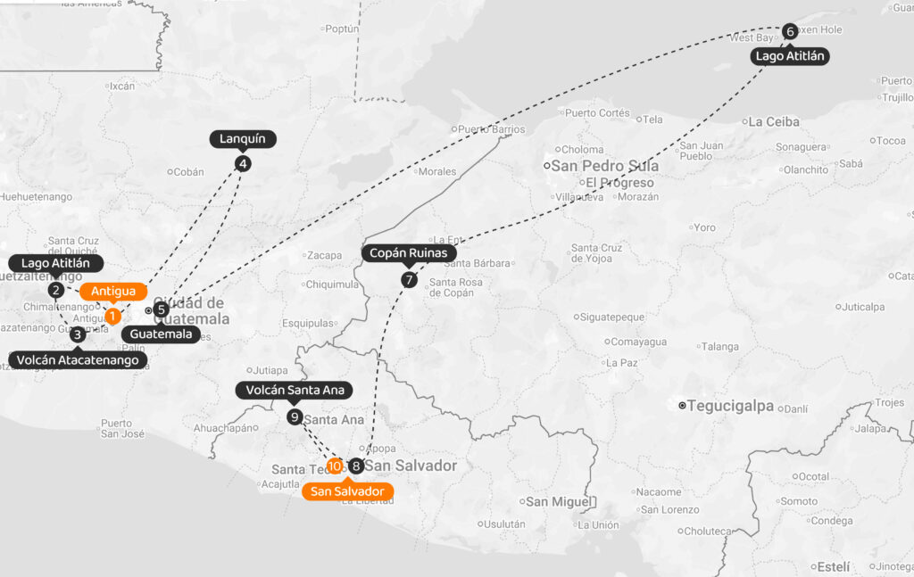 Viaje en grupo al caribe, Honduras, Guatemala, El Salvador, Roatán, Volcán de Fuego, Acatenango, Antigua, Atitlán, desde Uruguay y Argentina